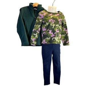 Lands End Girls Lot of 3 - Camo Long Sleeved Shirt, Pants & Fleece Small Size 4